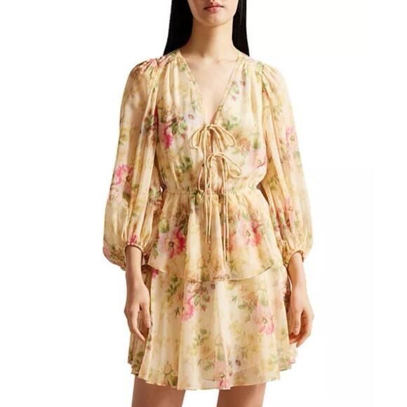 Ted Baker Dresses & Skirts - NWOT Women’s Ted Baker Tamziy V-Neck Tie Front Mini Dress SZ 6 / US 14